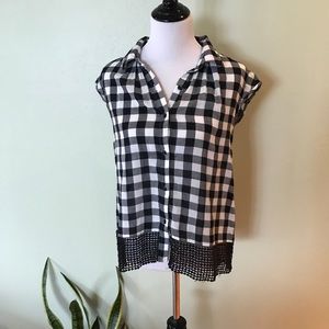 Anthropologie Plaid Button Top